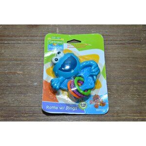 Sesame Street Beginnings Cookie Monster Baby Rattle With Rings 0-18 Months Toy
